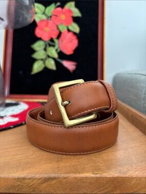Vintage Coach British Tan Leather & Brass Made in USA Belt - Size 38 Style 7500
